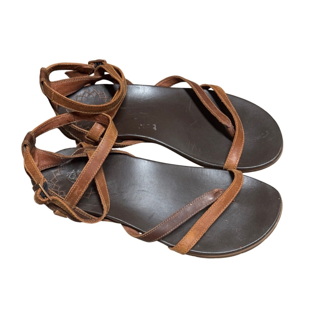 Chaco Leather Sandals Womens Brown Strappy Gladiator Flat Buckle